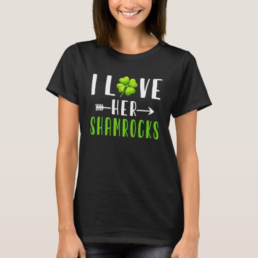 Ik hou van haar shamrocks St Patrick S Day Couples T-shirt (Voorkant)