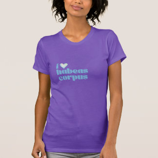 ik hou van habeas corpus blauw op paars t-shirt