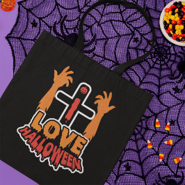 Ik hou van Halloween Creepy Zombie Hands Canvas ta Tote Bag