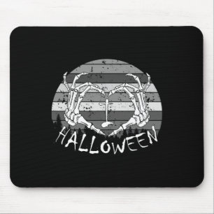 Ik hou van Halloween Funny Bone Hands Skull Heart Muismat