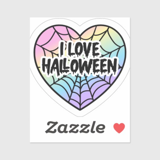 Ik hou van Halloween Spinnenweb Hart Sticker Paste (Vel)