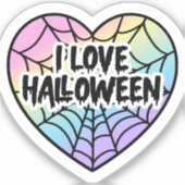 Ik hou van Halloween Spinnenweb Hart Sticker Paste (Voorkant)