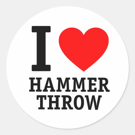 Ik hou van Hammer Throw Ronde Sticker (Voorkant)