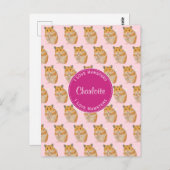 Ik hou van Hamsters Pink Hamster Pattern Briefkaart (Voorkant / Achterkant)