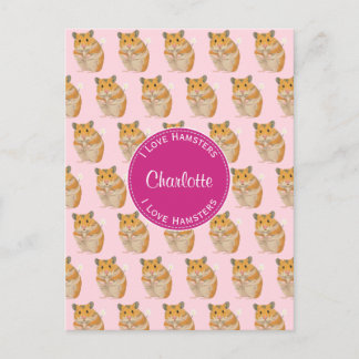 Ik hou van Hamsters Pink Hamster Pattern Briefkaart