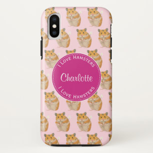 Ik hou van Hamsters Pink Hamster Pattern iPhone X Hoesje