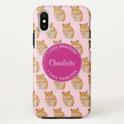 Ik hou van Hamsters Pink Hamster Pattern Case-Mate iPhone Case (Achterkant)