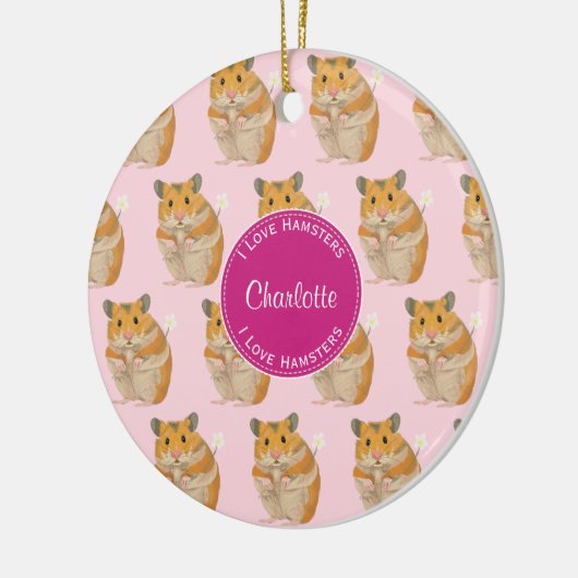 Ik hou van Hamsters Pink Hamster Pattern Keramisch Ornament (Links)