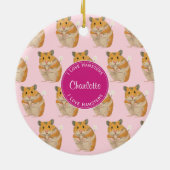 Ik hou van Hamsters Pink Hamster Pattern Keramisch Ornament (Achterkant)