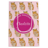 Ik hou van Hamsters Pink Hamster Pattern  Medium Cadeauzakje (Achterkant)