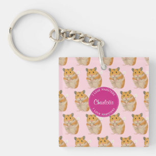 Ik hou van Hamsters Pink Hamster Pattern Sleutelhanger