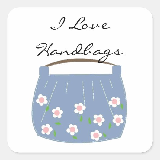 Ik hou van handtassen vierkante sticker (Voorkant)