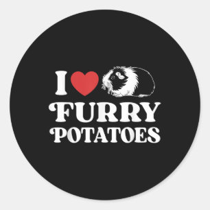 Ik hou van harige aardappelen Grappig Guinea Pig H Ronde Sticker