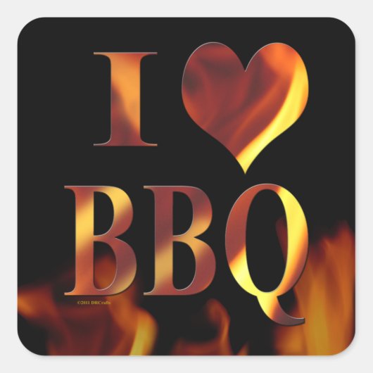 Ik hou van (hart) BBQ Vierkante Sticker (Voorkant)