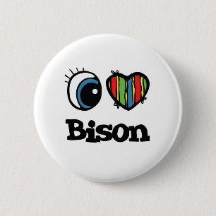 Ik hou van (hart) bizon ronde button 5,7 cm