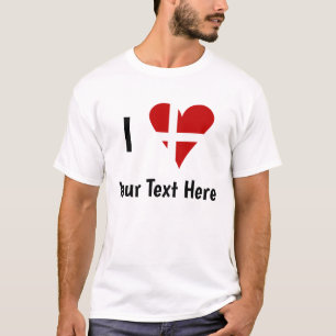 Ik hou van (Hart Deense Vlag) Persoonlijke tekst T-shirt