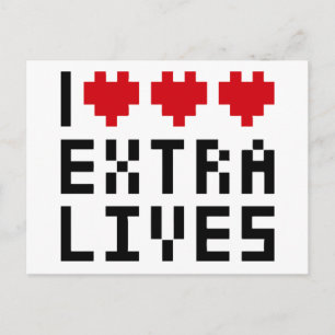 Ik hou van hart Extra levens, Retro Game Nerd Them Briefkaart