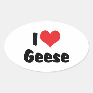 Ik hou van Hart Ganzen - Gans Liefhebber Ovale Sticker
