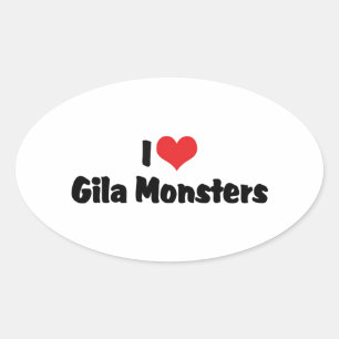 Ik hou van hart Gila Monsters - Hagedis Liefhebber Ovale Sticker