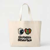 Ik hou van (hart) Goblinhaaien Grote Tote Bag (Voorkant)