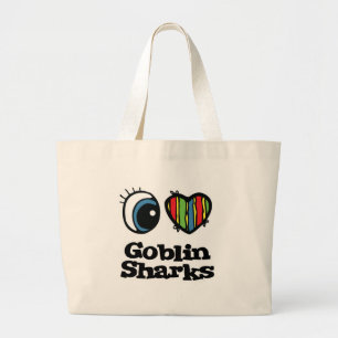 Ik hou van (hart) Goblinhaaien Grote Tote Bag