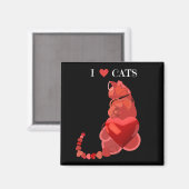 Ik hou van hart katten zwarte rode magneet (Voorkant / Achterkant)