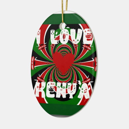 Ik hou van Hart Kenia: Dynamische vlagkunst Keramisch Ornament (Links)