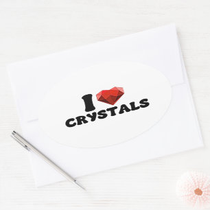 Ik hou van hart kristallen singles Valentijns cade Ovale Sticker