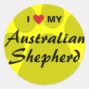 Ik hou van (hart) mijn Australische herder Ronde Sticker
