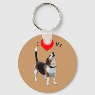 Ik hou van hart mijn beagle hond sleutelhanger