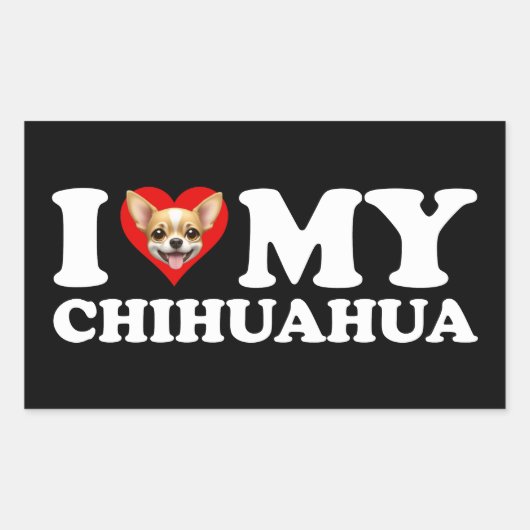 Ik hou van (Hart) mijn Chihuahua Rechthoekige Sticker (Voorkant)