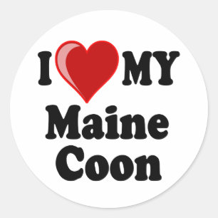 Ik hou van (hart) mijn Maine Coon kat Ronde Sticker