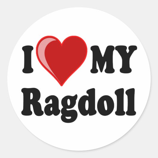 Ik hou van (hart) mijn Ragdoll kat Ronde Sticker (Voorkant)