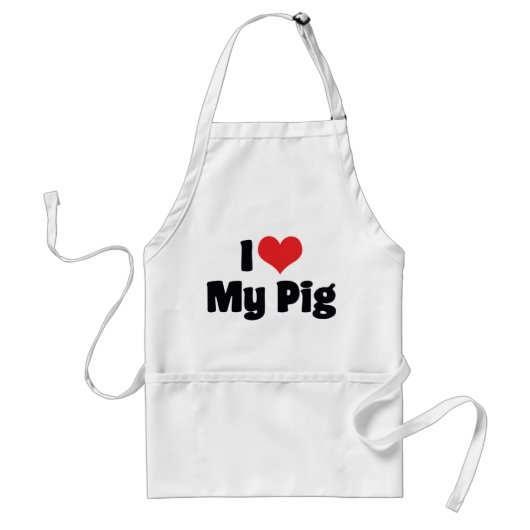 Ik hou van hart mijn varken standaard schort (Voorkant)