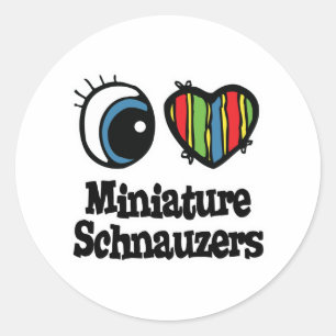 Ik hou van (hart) Minature Schnauzers Ronde Sticker