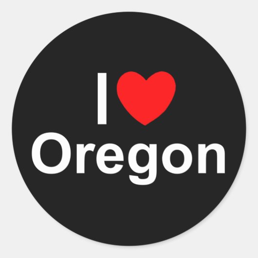 Ik hou van (hart) Oregon Ronde Sticker (Voorkant)