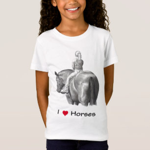 Ik hou van (hart)paarden: Meisje op paarden: Potlo T-shirt