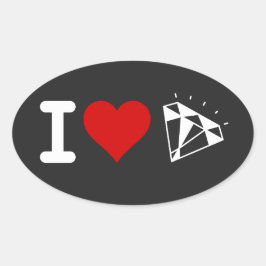 IK HOU VAN HART PARELTJES Crystals Diamonds Collec Ovale Sticker