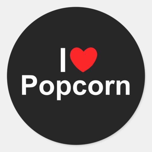 Ik hou van (hart) popcorn ronde sticker (Voorkant)