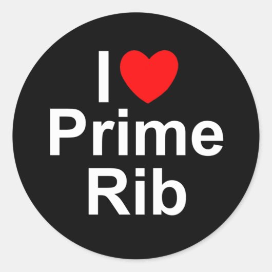 Ik hou van (hart) Prime Rib Ronde Sticker (Voorkant)