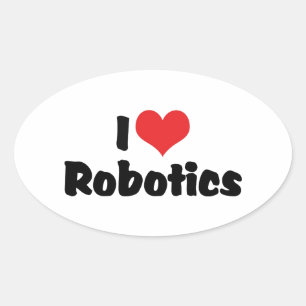 Ik hou van Hart Robotica - Robotliefhebber Ovale Sticker