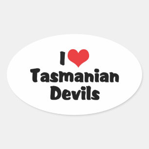 Ik hou van hart Tasmaanse duivels Ovale Sticker