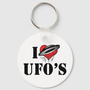 Ik hou van hart-UFO's - Roswell Area 51 Alien Lief Sleutelhanger