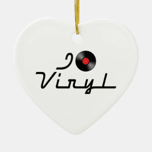 Ik hou van hart vinyl - DJ Record Albumliefhebber Keramisch Ornament
