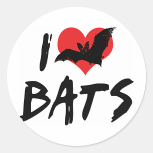 Ik hou van hart vleermuizen ronde sticker