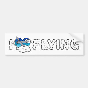 Ik hou van hart vliegen - vliegtuig liefhebber bumpersticker