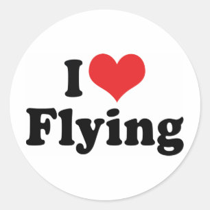Ik hou van hart vliegen - vliegtuig liefhebber ronde sticker