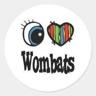 Ik hou van (hart) Wombats Ronde Sticker