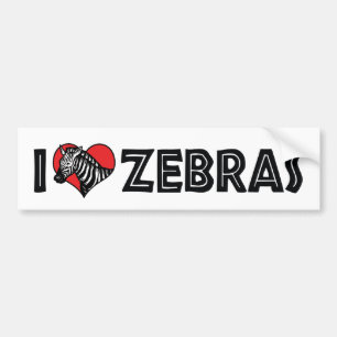 Ik hou van hart zebra's - Zebra liefhebber Bumpersticker