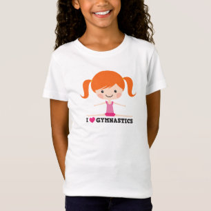 Ik hou van hartengymnastiek cartoon zijdelingse sc t-shirt